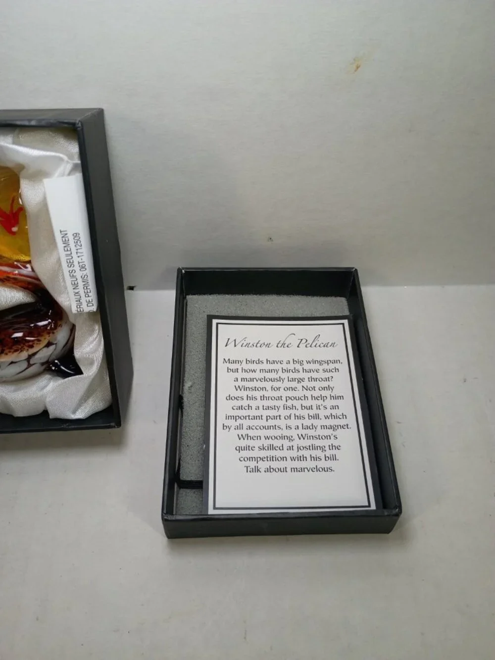 Rare Pier 1 Winston Hand Blown Glass Pelican Art Glass Paperweight